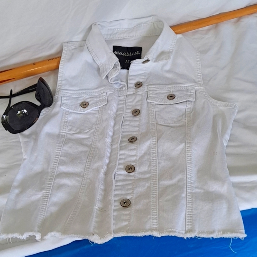 White Stretch Denim Vest